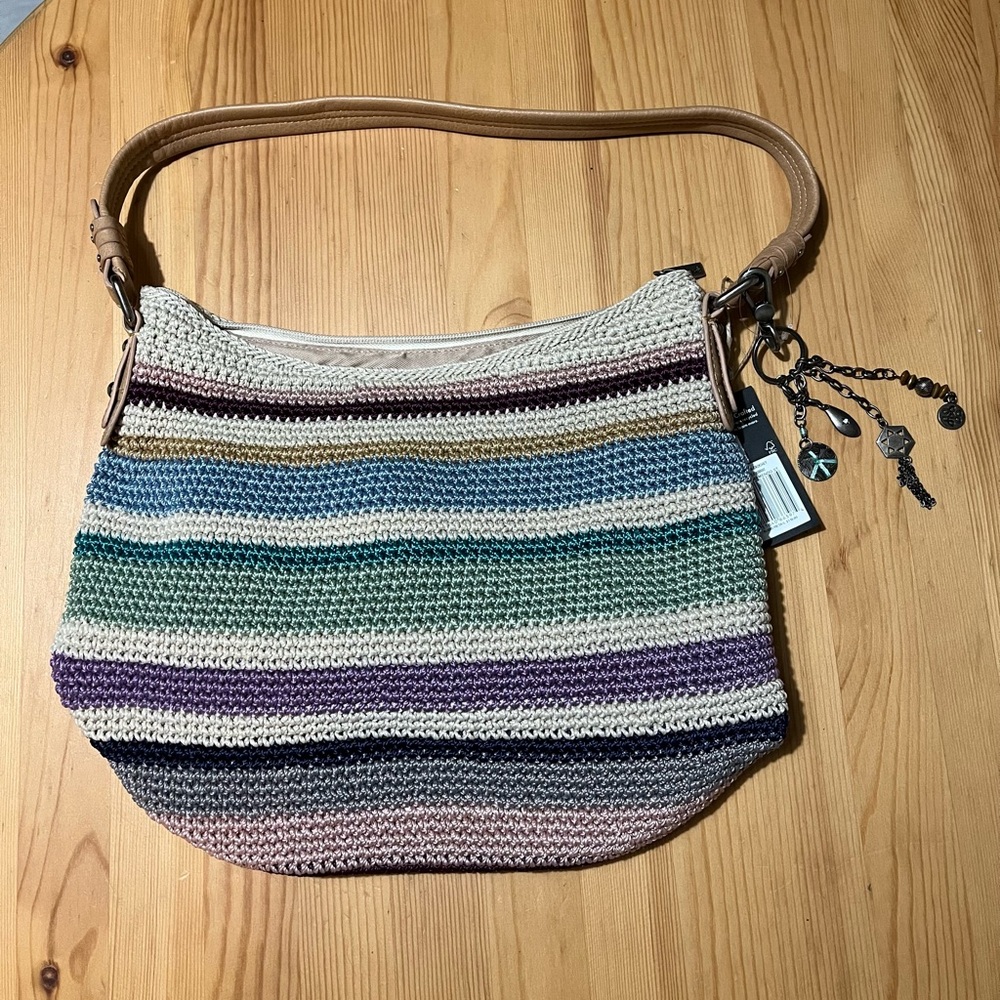 Striped Multicolor Crochet Shoulder Bag